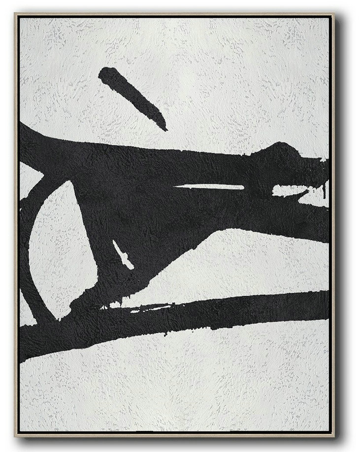 Artwork For Sale,Black And White Minimal Painting On Canvas - Pretty Abstract Paintings